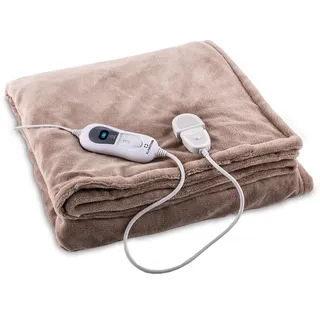Klarstein Sherlock Elektrische Heizdecke, 120 W, waschbar, 180 x 130 cm, braun cremefarben