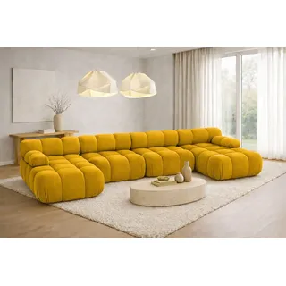 kaiser möbel Ecksofa Velours 7-Sitzer Gelb