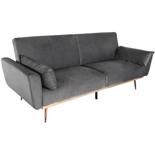 riess-ambiente Schlafsofa BELLEZZA 210cm grau / roségold, 1 Teile, Wohnzimmer · Samt · Metall · 3-Sitzer · Couch inkl. Kissen · Retro grau