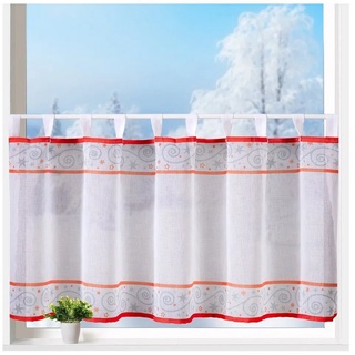 heimtexland Scheibengardine Fensterdekoration Weihnachten Deko Gardine Typ844, Schlaufen (1 St), halbtransparent, Criss-Cross Leinenoptik rot