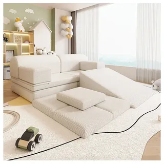 Home Deluxe Spielsofa LIV inkl. Rutsche und Stapelsteine - Cord Beige