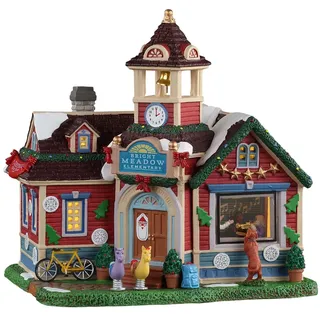 Lemax Bright Meadow Elementary Weihnachtsdorf 1,97 m x 2,05 m x 1,51 m beleuchtet handbemalt animiert