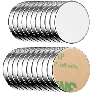 ECENCE Neodym Magnete 20 Stck. - runde Klebe-Magnete selbstklebend - 10x1,5mm - hochwertige NiCuNi-Beschichtung - Scheibenmagnete