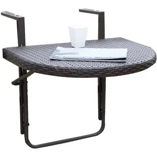 Gardenson Balkonhängetisch, Dunkelbraun, Metall, Kunststoff, rund, 43x50x60 cm, höhenverstellbar, klappbar, regenabweisend, UV-beständig, wetterbeständig, platzsparend, Balkonmöbel, Balkontische