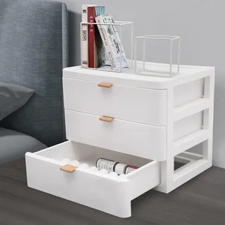 Schubladenbox, Schreibtisch-Organizer mit Schublade, Schreibtisch-Aufbewahrungsbox 3-lagen Schubladen Organizer aus Kunststoff für zu Hause, Badezimmer, Kosmetik-Organizer, Weiß