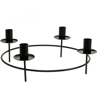 Kerzenring Adventskranz Kerzenhalter Stabkerzen Metall Schwarz Ø28cm H11cm