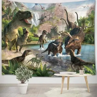 Ahlsen Dinosaurier-wandteppich, Wandbehang, Antikes Tier, Stoff, Wald, Berg, Raubtier, Kinderzimmer, Wohnzimmer, Studentenwohnheim, Wanddekoration, Geburtstagshintergrund, 180x120
