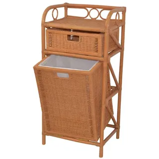 moebel-direkt-online Wäschekorb Regal mit aufklappbaren Wäschekorb, handgeflochten beige
