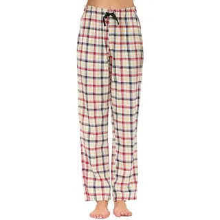 AIRIKE Damen Pyjamahose Warm Lang Baumwolle Weich Schlafanzughose Kariert Winter Nachtwäsche Freizeithose No.3761 XXL - XXL