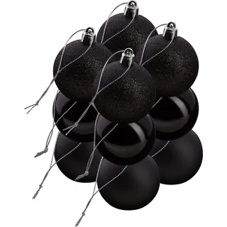 Othmar Decorations Weihnachtsbaumkugel Weihnachtskugeln, 12 Stück, Ø 60 mm schwarz