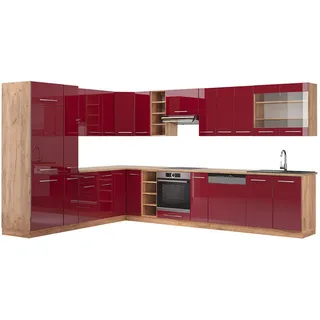 Vicco Winkelküche Fame-Line L-Form 347 cm Bordeaux Hochglanz