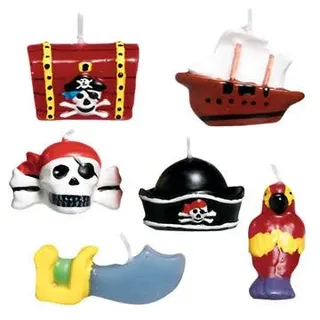 PARTY DISCOUNT ® Mini-Kerzen Piraten-Schätze, 6 Stk.