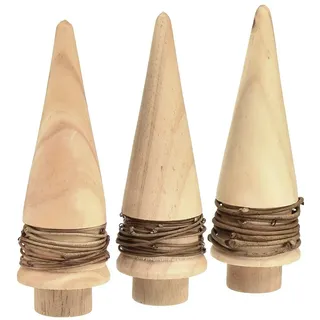 Florists Products Weihnachtsmann Mini Tannenbaum Holz Deko Natur Tischdeko Weihnachten Set 3er, 3 Stück