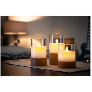 3er-Set LED Kerzen im Glas - weiß weiß, goobay, 7.5x7.5 cm