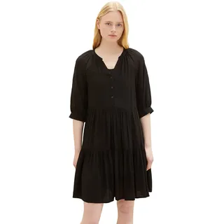 TOM TAILOR Denim Damen Babydoll Kleid mit Volant 14482 - Deep Black M - M