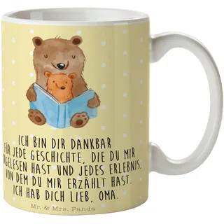 Mr. & Mrs. Panda Tasse Bären Buch - Geschenk, Becher, Schwester, Lieblingsoma, Omi, Muttertag, Tasse Sprüche, beste Oma, Teetasse, Teebecher,