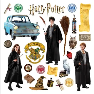 Harry Potter Magier-Trio Kinderzimmer und Babyzimmer Wandstickers, Wandtattoo für Mädchen und Junge von AG Design | 30 x 30 cm | ADKS 3940