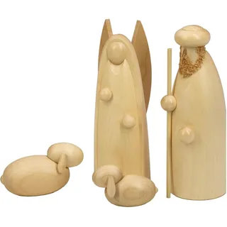 Seiffener Volkskunst Schalling | Krippenfiguren Krippenschmuck Weihnachtsfiguren | Tradition aus dem Erzgebirge | Die Verkündigung 4-TLG Natur 12 cm