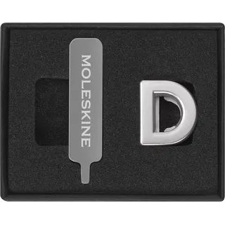 Moleskine-Anstecknadel für Notizbuch oder Agenda - BuchstabeD, Buchstaben-Anstecknadel, Personalisiere den Verschluss mit einem Gummiband, Personalisierte Geschenkideen, Silberfarbe