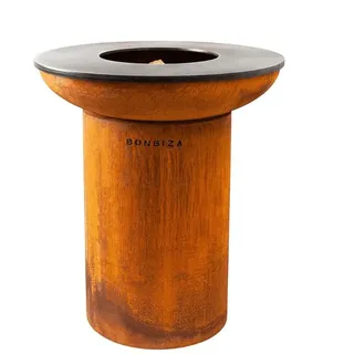 BonFeu BonBiza Corten Feuerschale 80 cm für den Garten mit Plancha | Feuerstelle Outdoor mit 6 mm Kochfläche und verschiedenen Hitzezonen zum Grillen, Garen und Räuchern