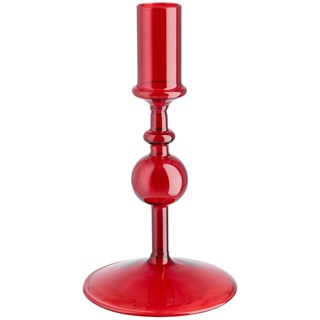 Kerzenhalter , rot , Glas  , Maße (cm): H: 16,5  Ø: 9