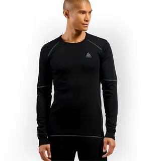 Odlo Thermounterwäsche für Herren Active Warm Steel Grey meliert | Größe XL | Langarm-Thermoshirt mit Kragen und 1/2 Reißverschluss | Warme Skiunterwäsche