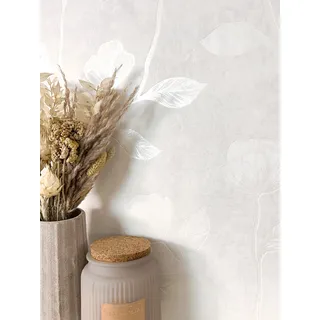 Newroom Vliestapete Weiß Blumentapete Floral Skandinavisch Schlafzimmer