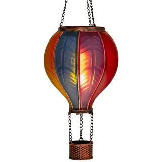 IC Gardenworld LED Solarleuchte LED Solar Heißluftballon mit Flammeneffekt Beleuchtung zum Aufhängen, LED fest integriert, warm-weiß mit Flammeneffekt, 20 warm-weiße Lichter bunt Ø 13.5 cm