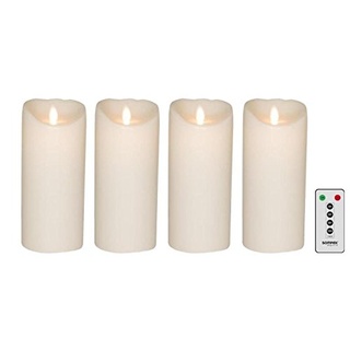 sompex 4er Set Flame LED Echtwachskerzen 18cm weiß mit Fernbedienung, 35731, Adventskranz-Set
