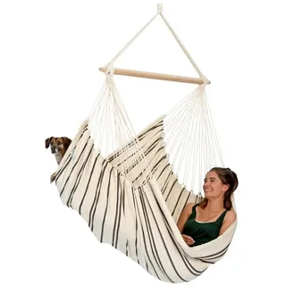 Amazonas Hängesessel Brasil KingSize Hängestuhl (Belastbarkeit 150 kg, Handgefertigt, aus recycelten Materialien), Große Sitzfläche beige