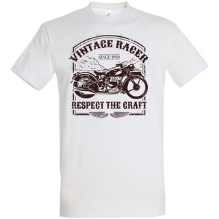 Youth Designz T-Shirt Vintage Racer Herren Shirt mit trendigem Frontprint weiß M