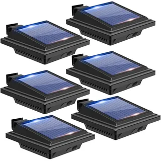 KEENZO LED Dachrinnenleuchte 6Stück 40LEDs Solarleuchten für Dachrinnen Wegeleuchte Zaun Licht, LED fest integriert, kaltweiss schwarz