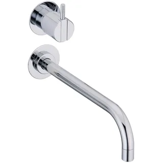 Vola Wand-Waschtisch-Eingriffmischer, senkrechte UP-Montage, Ausladung 22,5 cm, Badarmaturen, 321-19, messing poliert