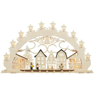 Saico Original 3D Schwibbogen Altstädter Weihnachtsmarkt beige