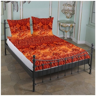 Bettwäsche Suzani rubin orange, TRAUMSCHLAF, Mako Satin, 2 teilig, orientalisch Floral orange|rot 1 St. x 155 cm x 220 cm