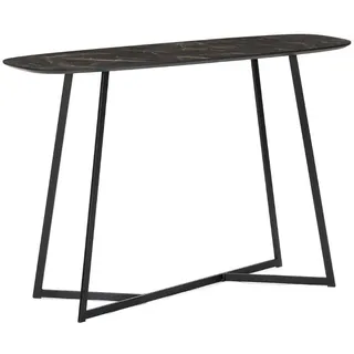 Design Konsolentisch TURIN 120cm dunkel Marmor-Optik Konsole Metallgestell