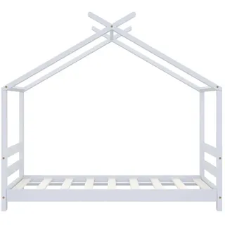 vidaXL Hausbett Kinderbett 70 x 140 cm Kiefer massiv weiß