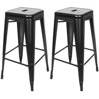 YJIIJY Barhocker 2er Set Stapelbar Barstuhl Industrial Design Hocker 42 * 42 * 76 cm (schwarz)