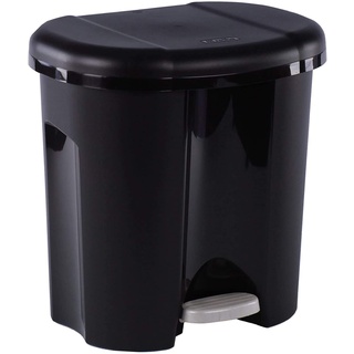 Rotho Duo Mülleimer 2x 10l zur Mülltrennung mit Deckel, Kunststoff (PP recycelt) BPA-frei, schwarz, 2 x 10l (39.0 x 32.0 x 40.5 cm)