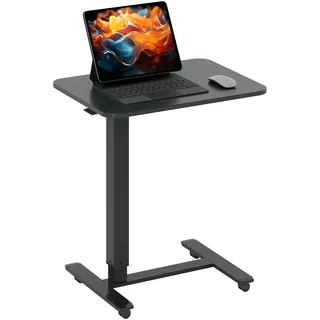 Homcom Stehpult Höhenverstellbar mit Rollen 65x48x73-110cm Schwarz | C-förmiger Schreibtisch, Steh-Sitz Schreibtisch, für Büro Arbeitszimmer Wohnzimmer, bis 70 kg Belastbar