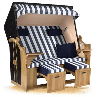 Strandkorb Hanse Ostsee XXL 2,5 Sitzer Volllieger schwarz 150cm breit, ideal für Garten, Terrasse und Balkon