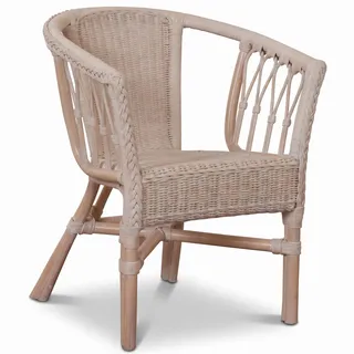 korb.outlet Stapelbarer Rattansessel, Rattanstuhl/Bistro-Sessel Balkonsessel in der Farbe Vintage Weiss