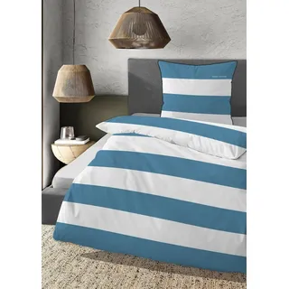 Hechter Paris Paris Gestreift Baumwolle Türkis 135 x 200 cm + 2 x 80 x 80 cm