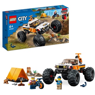 LEGO City Offroad Abenteuer, Camping Monster Truck Spielzeug mit funktionierender Federung, Fahrzeug für Kinder ab 6 Jahre 60387