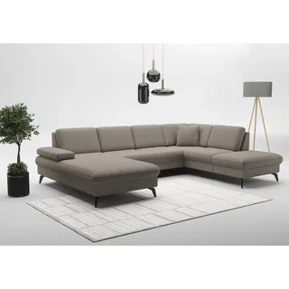 sit&more Wohnlandschaft SIT & MORE "Morris Jubi U-Form, B: 300 cm", grau (taupe), B:300cm H:83cm T:202cm, 100% Polyester, Sofas, Wohnlandschaft, mit Armteilfunktion & 1 Zierkissen, optional Bettfunktion
