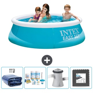 Intex runder aufblasbarer Easy Set-Pool – 183 x 51 cm – Blau – im Lieferumfang enthalten Sonnensegel - Wartungspaket - Filterpumpe für Schwi...