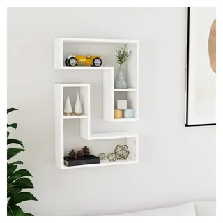 furnicato Wandregal Würfel-Weiß 50 x 15 x 50 cm aus Holzwerkstoff, 2-tlg., Unsichtbare Montage für Wandboard als Ablage im Wohnzimmer-Set weiß