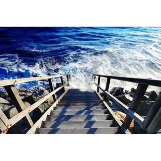 Papermoon Fototapete Treppe ins Meer bunt 3 m x 2,23 m
