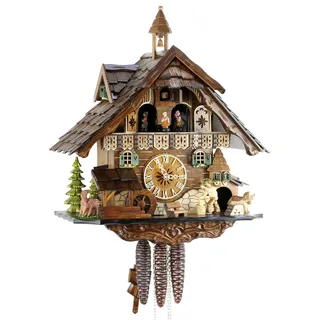 Eble Kuckucksuhr Original Schwarzwälder Kuckuckuhr Echtholz mechanisches 1-Tag Laufwerk Musik NEU VDs Zertifikat Schwarzwaldhaus 40cm- 22304