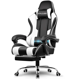 GTPLAYER Gaming Stuhl Kunstleder Schwarz-weiß